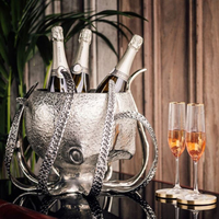 Promotion : Refroidisseur à vin de luxe en aluminium à double paroi, design pieuvre, pour seau à glace, refroidisseur de bouteilles de vin en métal, idéal pour bar, fête et décoration intérieure
