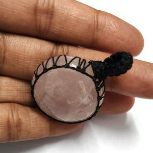 100% Natural Rose Quartz Round Cabochon Thread Wrapped Pendant Gypsy Look Unisex Pendant Christmas Gift Beach <b>Jewellery</b> - Product Image 5