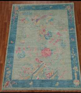 Meilleure qualité Oushak bleu clair tapis noué à la main laine brodée et soie pour la maison hôtels restaurants pour la décoration de la salle de prière - Product Image 1