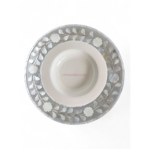 จานรองแก้วมุกสีเทาโมเดิร์นสำหรับตกแต่งโต๊ะอาหารอย่างมีสไตล์และอาหารหรูจากเวียดนาม - Product Image 2