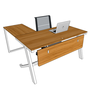 BFYB009-YBamboo 140x150cm L-Shaped Corner <b>Computer</b> <b>Desk</b> with Assembled Iron Legs - Product Image 3