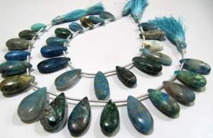 ลูกปัดคริสโคลลาสีน้ำเงินคุณภาพสูง ขนาด 8x12 มม. 9x14 มม. รูปทรงรอนเดลไล่ระดับ บริโอเล็ต ผิวเรียบ ยาว 8 นิ้ว - Product Image 3