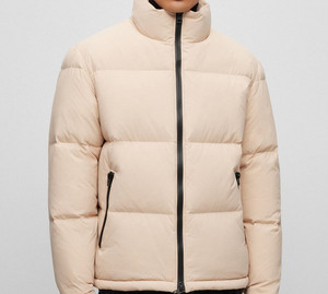 Veste matelassée en tissu de toile rembourrée de coton, logo personnalisé, style urbain, hiver, homme, rose brillant, imperméable, à capuche - Product Image 6