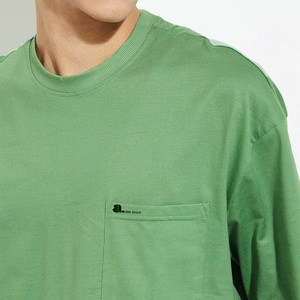 T-shirt pour homme en coton et fibre de bambou de haute qualité, couleur unie, surdimensionné, lourd, vintage, taille plus, respirant, vierge - Product Image 4