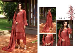 Trajes de piel melocotón bordados para mujer Ropa de invierno para mujer shalwar kameez de piel melocotón bordada pakistaní a precio barato - Product Image 5