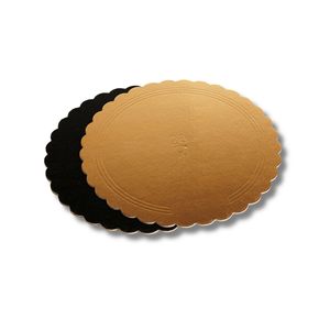 Fabriqué en Italie laminé jetable bord ondulé rond noir et or planche à gâteau carton taille différente prêt à expédier - Product Image 1