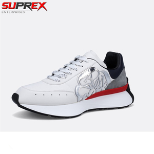 Suprex Enterprises, baskets blanches en cuir véritable à lacets, anti-odeur, avec logo, tendance, mode, décontractées, pour hommes, pour une utilisation en extérieur - Product Image 4
