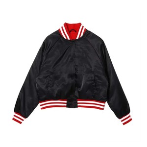 Por encargo OEM parche trabajo bordado logotipo en blanco al por mayor lettermen seda Varsity chaqueta bomber unisex - Product Image 6