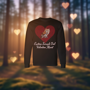 Camiseta de manga larga con diseño de corazón de San Valentín de Eastern Screech Owl, diseño de Bird Love - Product Image 3