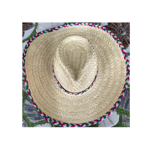 Sombreros de paja mexicanos Borde ancho Bordes coloridos Suministros para fiestas Regalo decorativo para adultos Halloween Al Aire Libre MÉXICO sombreros de verano de paja rosa - Product Image 4