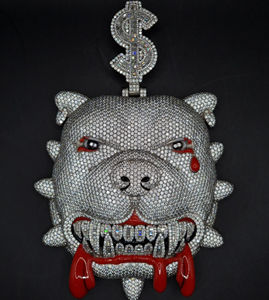 Bijoux fins pendentif dessin animé d'horreur entièrement buste en or blanc 10kt et diamants ronds de Moissanite taillés en brillant - Product Image 1