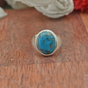Women's Boho Style 925 Sterling Silver Handmade <b>Ring</b> with <b>Turquoise</b> Gemstone Rhodium Plated-Trending Wedding Gift or Love Token - Product Image 3