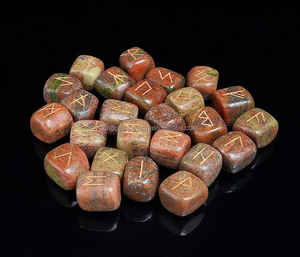 El mejor juego de Runas de Unakita de 25 piezas, cristales curativos grabados de Feng Shui, artesanías de piedra semipreciosa para decoración del hogar tallada - Product Image 4