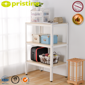 Estantes metálicos resistentes blancos de <span class=keywords><strong>3</strong></span> niveles con tapa de madera para almacenamiento doméstico - Product Image 5