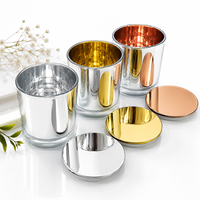 Pot à bougie électrolytique en verre vide de luxe Récipient à bougie d'aromathérapie avec couvercle miroir doré pour la fabrication de bougies