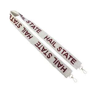 Customized Beaded Orange <b>White</b> Gameday Purse With Matching Beaded Strap HOOKEM - Product Image 1