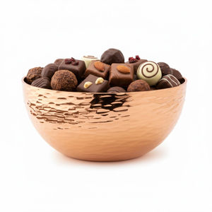 Tazón de Chocolate Redondo de Metal de Diseño Antiguo, Tazón Decorativo de Metal Martillado para Servir Dulces y Postres, en Oferta - Product Image 2