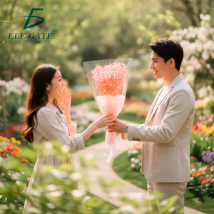 Bouquet Decorativo di Fiori di Riso con Luci LED Calde, Regalo Perfetto per San Valentino, Include Involucro in Cellophane e Batterie - Product Image 5