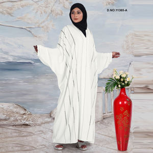 Abaya Bordada de Manga Larga para Mujer, Estilo Kaftan, Vestido Islámico de Noche/Formal, Largo hasta el Suelo, de Nailon Ecológico - Product Image 1