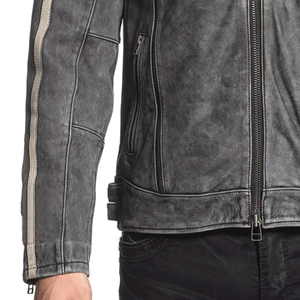 Nouvelle veste de moto en cuir véritable gris Track Racing avec veste de moto en cuir de piste protégée CE blindée pour hommes - Product Image 4