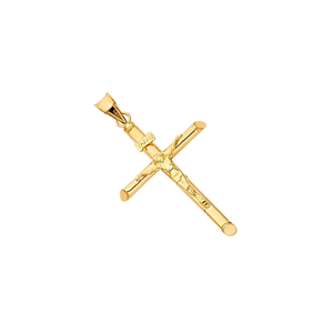 Colgante de crucifijo de Cruz de Jesús chapado en oro amarillo de 14K de alta calidad, encanto religioso de moda de lujo para Niños Cristianos - Product Image 3