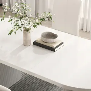 Meubles de salle à manger de <span class=keywords><strong>haute</strong></span> qualité <span class=keywords><strong>Table</strong></span> à manger extensible ovale en bois blanc pour <span class=keywords><strong>6</strong></span> <span class=keywords><strong>personnes</strong></span> - Product Image 5