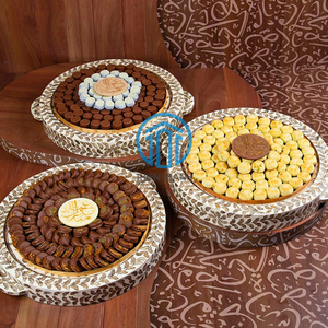 Vente en gros Plateau de service traditionnel du Ramadan avec incrustation de vadrouille Plateau élégant en nacre pour dattes, fruits et occasions spéciales - Product Image 5