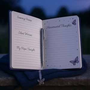 Diario di preghiera LABON celeste farfalla alzo le mie parole come ali nel diario cristiano viola taccuino devozionale notte - Product Image 3