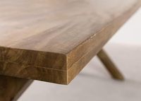 Table à manger en bois massif 6 places Pindel Handicraft |   Design rectangulaire moderne avec pieds croisés |   Meubles de maison écologiques et durables
