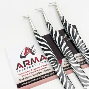 Pinzas de aislamiento de revestimiento de papel de cebra, pinzas de extensión de pestañas de acero inoxidable sostenibles con logotipo personalizado - Product Image 2