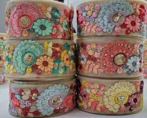 Cintas florales bordadas multicolor, en rollos, ideal para proyectos de arte y artesanía y para reventa por embellecedor de tiendas - Product Image 2