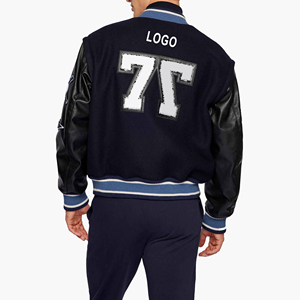 College Baseball veste pour hommes Chenille broderie lettre patchs manches en cuir Letterman Baseball Varsity veste pour hommes - Product Image 5