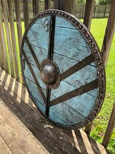 Bouclier peint Viking en bois fabriqué en usine en gros pour la décoration extérieure et murale - Product Image 2