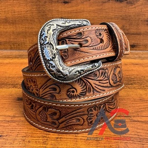 Venta al por mayor de fábrica, cinturones de cuero mecanizados a mano de alta calidad, hebilla clásica, Cinturón de piel de vaca auténtica de grano completo para hombres y mujeres - Product Image 1