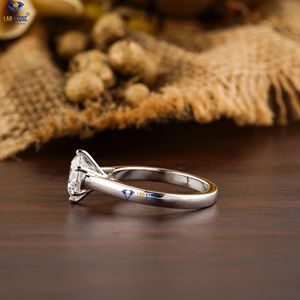 2.00 TDW bague en diamant taille ronde 18k or blanc serti solitaire Cvd/Hpht diamant pierre de laboratoire - Product Image 3