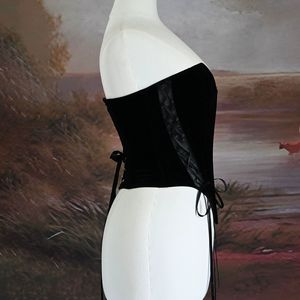Corsé Bustier Ajustable de Terciopelo Negro Estilo Francés para Mujer, Top Sexy sin Tirantes, Faja Reductora de Cintura - Product Image 6