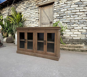 Meuble buffet moderne en bois massif avec compartiments de rangement, armoire sur mesure en bois de ronce naturel, console multimédia, Vietnam - Product Image 2