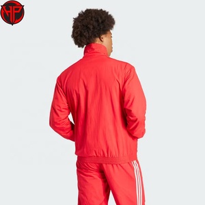 Red <b>Men's</b> Track <b>Jacket</b> Stand Collar Zip Up Sweatshirt Three Stripe <b>Long</b> Sleeve Sports <b>Jacket</b> Outerwear Custom Teamwear - Product Image 6