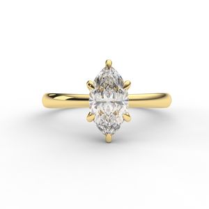 Bague de fiançailles solitaire en diamant de laboratoire taille marquise certifié IGI en or jaune/blanc et or rose 9 carats - Product Image 6