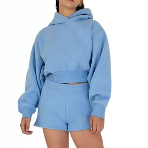 Conjunto de Sudadera con Capucha y Pantalones Cortos para Mujer, Estilo Deportivo a la Moda, Conjunto de Sudadera con Capucha y Pantalones Cortos para Mujer, Atuendo Informal de Verano - Product Image 1