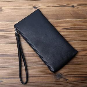 Sac à main personnalisé en cuir véritable avec broderie à plis RFID grande capacité multifonction tissé ultra-mince de haute qualité pour hommes - Product Image 1