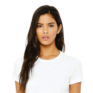 T-Shirt Slim pour femmes blanc uni, 100% Airlume, en coton peigné avec anneau, simple, 4.2 oz, longueur du corps plus longue - Product Image 4