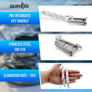 ไนลอนถักคู่3/8นิ้วสแตนเลส316หนัก115ฟุตสีน้ำเงิน (สีขาว) วัสดุเชือกยึด115ฟุตสำหรับงานหนัก - Product Image 3