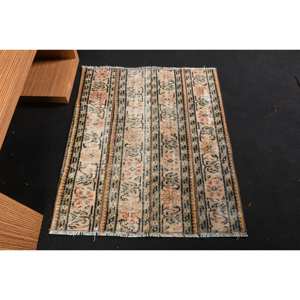 Classic Beige <b>Black</b> 3 X 3.5ft Wool <b>Rug</b> Handmade Turkish Patchwork Rectangle <b>Rugs</b> for Living Room or Bedside Latex Backing - Product Image 1