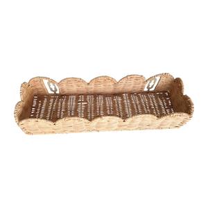 ISLA Handwoven Natural Rattan Wall <b>Basket</b> Shelves 2 Pack Scalloped Edge Storage Organizer for Nursery Bathroom <b>Kitchen</b> Wholesale - Product Image 5