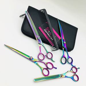 ชุดกรรไกรตัดแต่งขนสัตว์เลี้ยงและแปรงปัดขน - ใบมีดสแตนเลสอย่างดี ปลอดภัย ปลายมน-คม ด้ามจับขนาดกลาง - Product Image 6