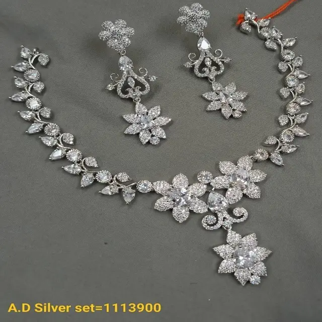 Mỹ kim cương Bán Buôn Đồ trang sức vàng & Bạc mạ Bridal Necklace Set đồ trang sức