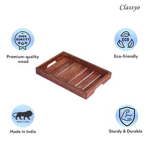 Bandeja de servir de madera de teca artesanal con un hermoso patrón de vetas, tabla rectangular para decoración de hogar de lujo y necesidades de entretenimiento. - Product Image 3