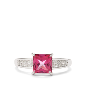 Bague en argent sterling plaqué rhodium avec topaze rose mystique et zircon blanc 1,86 carats - Product Image 2