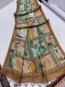 Ropa de boda de diseñador de calidad Premium, tendencia exclusiva, sensación suave y bonita, seda Dhanwari con estampados Pichwai, saris - Product Image 5